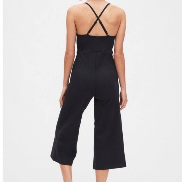 Gap Fit Athletic Navy Ribbed Wide Leg Jumpsuit Sz XSmall for Yoga or Loungewear - Picture 2 of 8